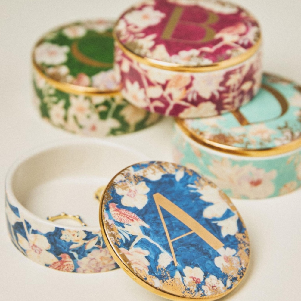 ISO Emmaline Stoneware Monogram Trinket Dish - B & D